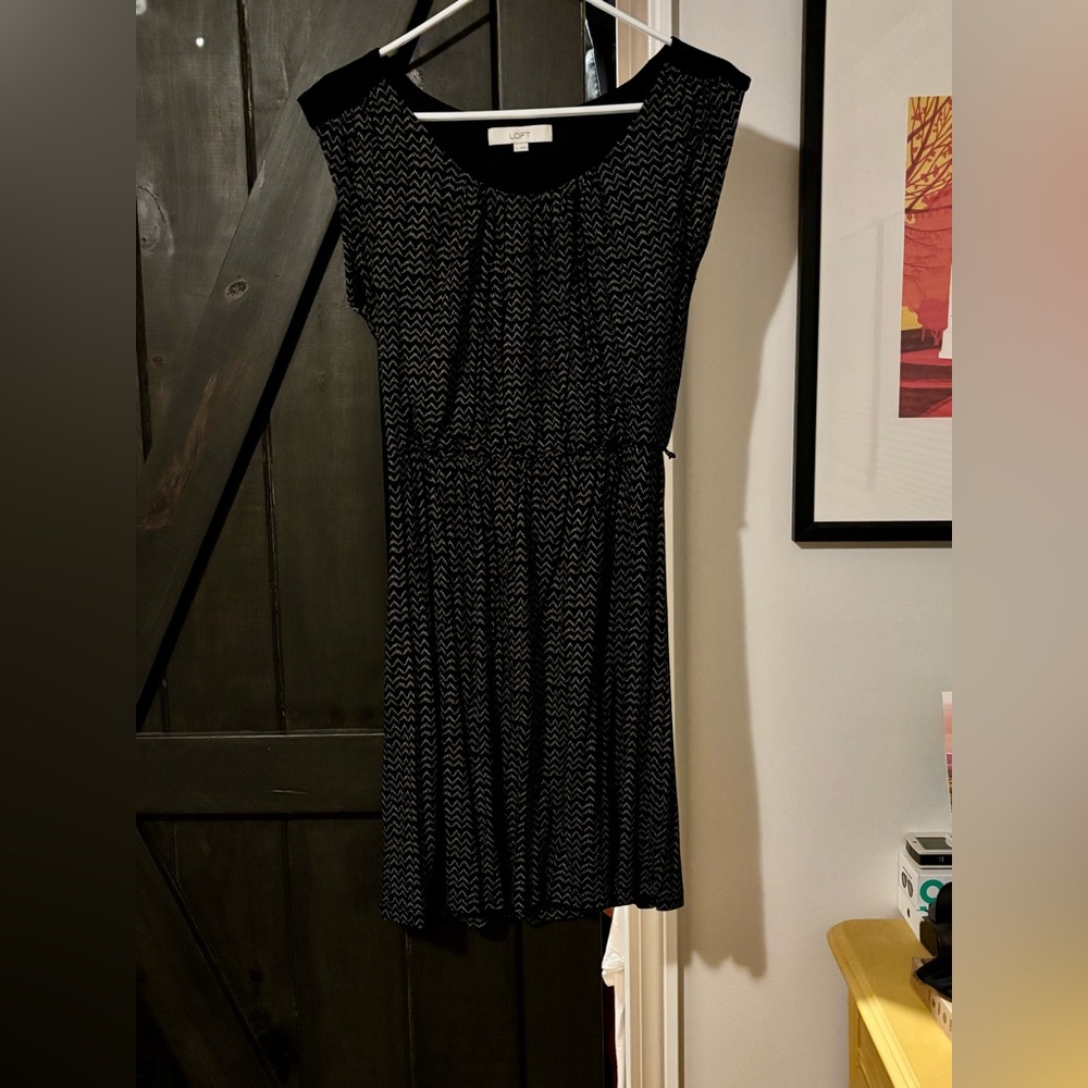LOFT Black and White Chevron Mini Dress